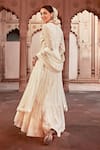 Shop_PREEVIN_Off White Angrakha Cotton Mulmul And Temple Work Anarkali With  _at_Aza_Fashions