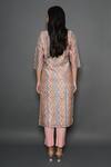 Shop_Kameez_Pink Kurta Chanderi Printed And Embroidered Chevron Wavy Twist & Pant Set_at_Aza_Fashions