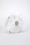 Shop_Eena_White Alani Embellished Circular Clutch _at_Aza_Fashions