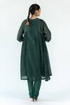 Shop_Nirjara_Green Chanderi Cotton, Cotton, Silk Embroidery Round Arsh Kurta And Churidar Set _at_Aza_Fashions
