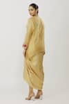 Shop_Neeta Bhargava_Gold Tissue, Cotton, Silk Embroidery, Sequins Yoke Kurta Draped Skirt Set _at_Aza_Fashions