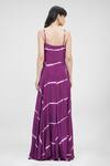 Shop_Shruti S_Wine Viscose, Crepe Sweetheart Neck Tie Dye Strappy Flared Dress _at_Aza_Fashions
