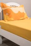 Shop_Kyoona_Yellow 100% Cotton Printed The Storks And Baby Bedsheet Set _at_Aza_Fashions