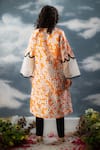 Shop_SAKSHAM & NEHARICKA_Orange Dupion Printed Floral Round Neck Tamanna A-line Kurta  _at_Aza_Fashions