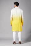 Shop_Hilo Design_White Semi Raw Silk Mix Plain Whill Ombre Kurta Set_at_Aza_Fashions