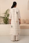 Shop_Arcvsh By Pallavi Singh_Ivory Linen Embroidery Round Neck Chequered Pattern Kurta With Pant _at_Aza_Fashions