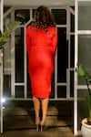 Shop_Echke_Red Polyester Round Neck Zip Detail Dress _at_Aza_Fashions