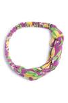 Shop_Tiber Taber_Purple Printed Mango Twist Knot Headband_at_Aza_Fashions