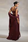 Divya Aggarwal_Wine Corset Satin And Lycra Mesh Saree Georgette Vero Pre-draped With Blouse _Online_at_Aza_Fashions