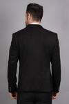 Shop_Soniya G_Black Wool And Tweed Lapel Collar Blazer _at_Aza_Fashions