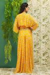 Shop_Alaya Advani_Yellow Georgette Abstract, Sequin V Neck Print Top And Palazzo Set_at_Aza_Fashions