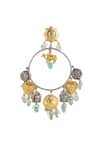 Shop_Ajooni Jewels_Silver Plated Kundan Handcrafted Temple Hoop Earrings _at_Aza_Fashions