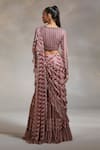 Divya Aggarwal_Pink Blouse Georgette Saree Chiffon Print And Rosario Pre-draped With _Online_at_Aza_Fashions