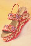 Around Always_Red Embroidery Avni Bridal Wedges _Online_at_Aza_Fashions