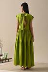 Shop_Kanelle_Green Cotton Round Neck Vivian Solid Two-tiered Maxi Dress_at_Aza_Fashions