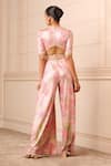 Shop_Tarun Tahiliani_Purple Foil Jersey Print Floral V Neck Jumpsuit _at_Aza_Fashions