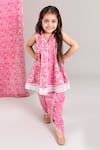 Shop_Chotibuti_Pink Muslin Lace Panelled Kurta And Dhoti Pant Set _at_Aza_Fashions