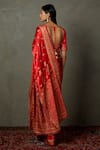 Shop_RI.Ritu Kumar_Red Saree And Blouse Fabric & Satin Girija With Unstitched _at_Aza_Fashions