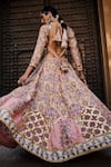 Shop_The Royaleum_Peach Anarkali- Upada Silk Printed Mirror Embellished With Dupatta  _at_Aza_Fashions