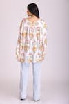 Shop_Alpona Designs By Soham Acharya_White Cotton Silk Animal V Neck Camel Print Top _at_Aza_Fashions