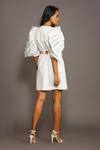 Shop_Deepika Arora_White Roma Cut Work Embroidered Sleeve Draped Dress_at_Aza_Fashions