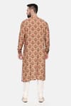 Shop_Mayank Modi - Men_Beige Muslin Print Quatrefoil Mandala Kurta Set_at_Aza_Fashions