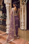 Shop_LASHKARAA_Purple Satin Embroidery Zari Flower Vine Pre-draped Saree With Blouse For Women_at_Aza_Fashions
