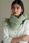 Shop_Shorshe Clothing_Green Organza Floral Hand Block Print Stole _at_Aza_Fashions