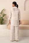 Shop_Arcvsh By Pallavi Singh_Ivory Chanderi, Linen Embroidery Collared Chequered Pattern Shirt With Pant _at_Aza_Fashions