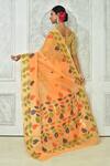 Shop_Nazaakat by Samara Singh_Orange Soft Cotton Printed Floral Leaf And Flower Saree With Running Blouse_at_Aza_Fashions