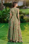 Shop_Redpine Designs_Green Viscose Georgette Print Vintage Floral Round Neck Anarkali With Sharara _at_Aza_Fashions