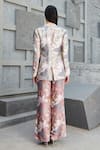 Shop_Ranian_Pink Silk Satin Print Vintage Floral Lapel Collar Blazer And Pant Set _at_Aza_Fashions