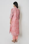 Shop_Kameez_Pink Chander Printed Floral Mandarin Collar Kurta _at_Aza_Fashions