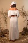 Shop_Label Reyya_White Rayon Crepe Embroidered Lace One Shoulder Balloon Sleeve Top And Skirt Set _at_Aza_Fashions