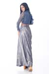 Shop PIRI INDIA Blue Organza, Tulle, Silk Embroidery Round Neck Hand Crop Top And Cowl Skirt Set at Aza Fashions Shop_PIRI INDIA_Blue Organza, Tulle, Silk Embroidery Round Neck Hand Crop Top And Cowl Skirt Set _at_Aza_Fashions