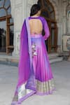 Shop_Pomcha Jaipur_Purple Muslin Gota Patti Square Neck Ombre Blouse Lehenga Set _at_Aza_Fashions