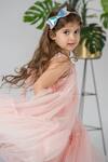 Shop_Darleen Kids Couture_Peach Net, Taffeta Pearls Allie Tiered Dress _at_Aza_Fashions