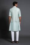 Shop_Raghavendra Rathore Jodhpur_Green Silk Embroidered Sequin Waistcoat For Men_at_Aza_Fashions