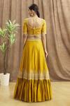 Shop_Khwaab by Sanjana Lakhani_Yellow Blouse Zari Work Embroidered Panelled Lehenga Set_at_Aza_Fashions