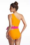 Shop_Kai Resortwear_Orange One Shoulder Blossom Swimsuit  _at_Aza_Fashions