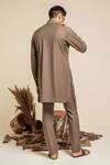 Shop_Abkasa_Brown Terry Rayon Embroidered Beads Kurta And Trouser Set  _at_Aza_Fashions