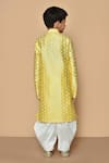 Shop_Aryavir Malhotra_Yellow Silk Printed Floral Kurta And Patiala Set _at_Aza_Fashions