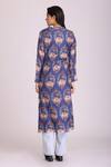 Shop_Alpona Designs By Soham Acharya_Blue Cotton Silk Floral Notched Print Jacket _at_Aza_Fashions