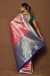 Shop_Nazaakat by Samara Singh_Pink Banarasi Katan Woven Floral Geometric Pallu Saree_at_Aza_Fashions