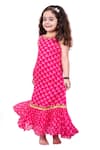 Shop_Vivedkids_Pink Chiffon Printed Bandhani Round Neck Dress _at_Aza_Fashions