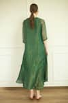 Shop_Oja_Green Handloom Silk Embroidered Applique Round Asymmetrical Tunic And Pant _at_Aza_Fashions