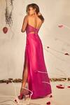 Babita Malkani_Pink Tulle, Silk Satin Crystals, Sequins Bandeau Floral Embroidered Tube Gown _Online_at_Aza_Fashions