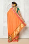 Shop_Nazaakat by Samara Singh_Orange Saree Banarasi Cotton Silk Woven Geometric And Floral Border_at_Aza_Fashions