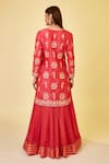 Shop_Shyam Narayan Prasad_Red Chanderi Silk And Georgette Embroidered Floral Work Kurta Skirt Set  _at_Aza_Fashions