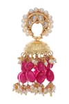 Just Shradha's_Gold Plated Artificial Stones Jhumka Chandbali Earrings _Online_at_Aza_Fashions